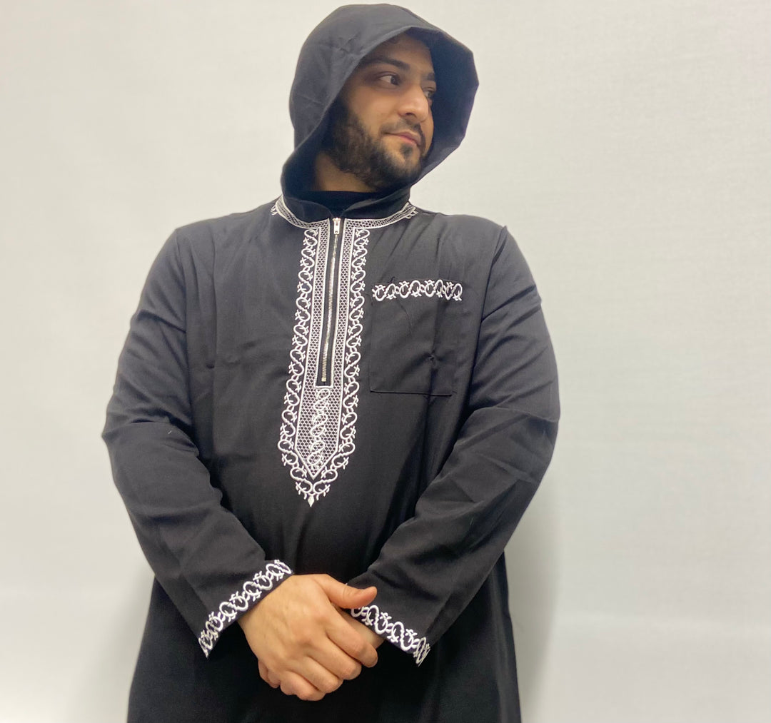 Formal Hooded Thobe Elite Black | Elegant, Comfortable & Luxurious