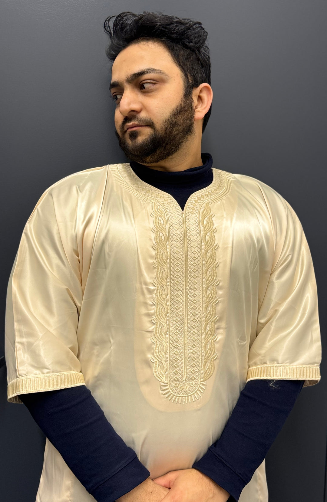 Elite Half-Sleeve Djellaba Golden Minimalistic Luxury | Elegant & Comfort