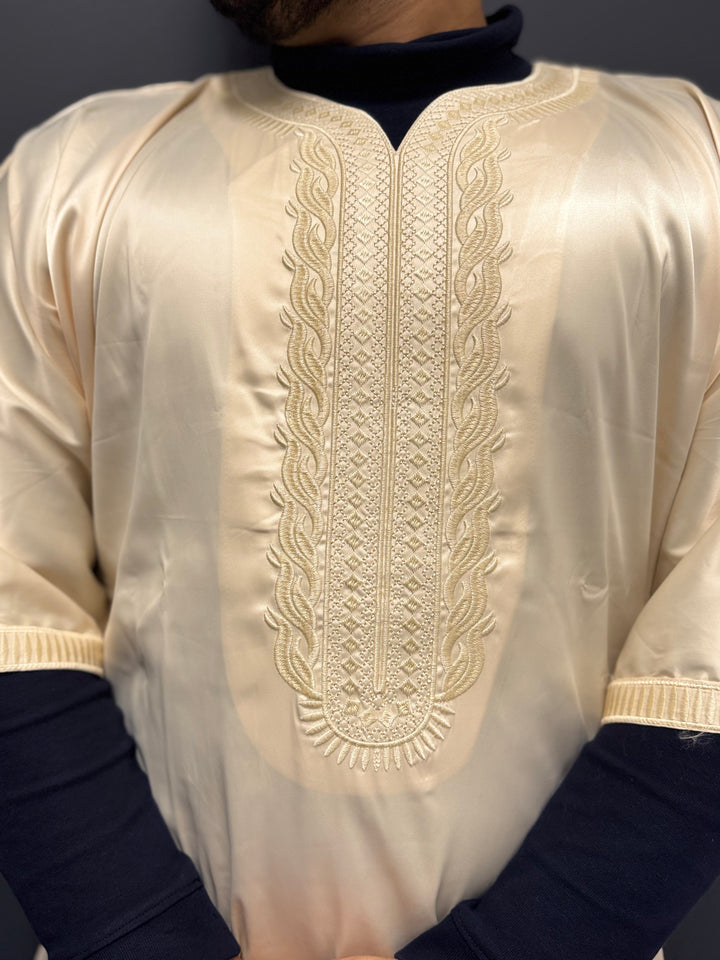 Elite Half-Sleeve Djellaba Golden Minimalistic Luxury | Elegant & Comfort