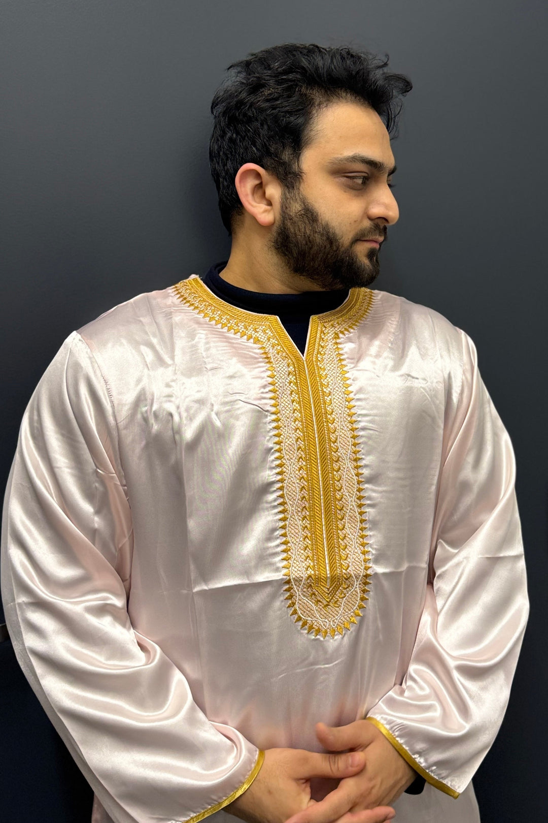 Moroccan Djellaba Thobe Rose Gold | Full-Sleeved Style & Comfort