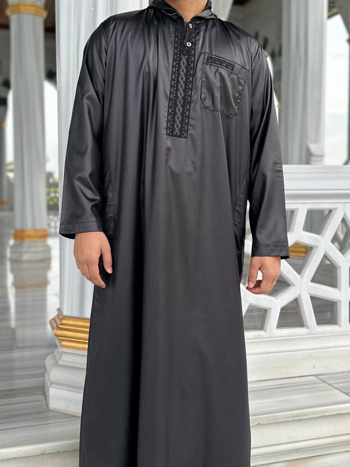 Akh In Black Moroccan Luxury Djellaba | Timeless Elegance