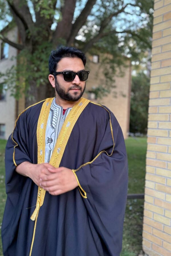 Bisht Boss | Embroidered Royal Black Thobe Overcoat