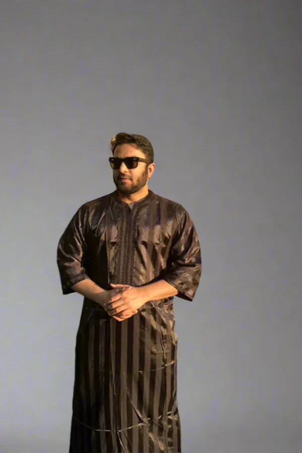 Moroccan Djellaba Black & Charcoal Grey | Sleek & Stylish - Image 4