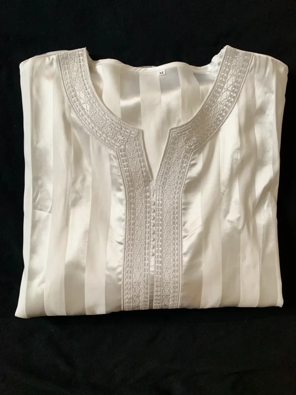 Moroccan Djellaba Thobe White Striped | Style & Comfort - Image 5