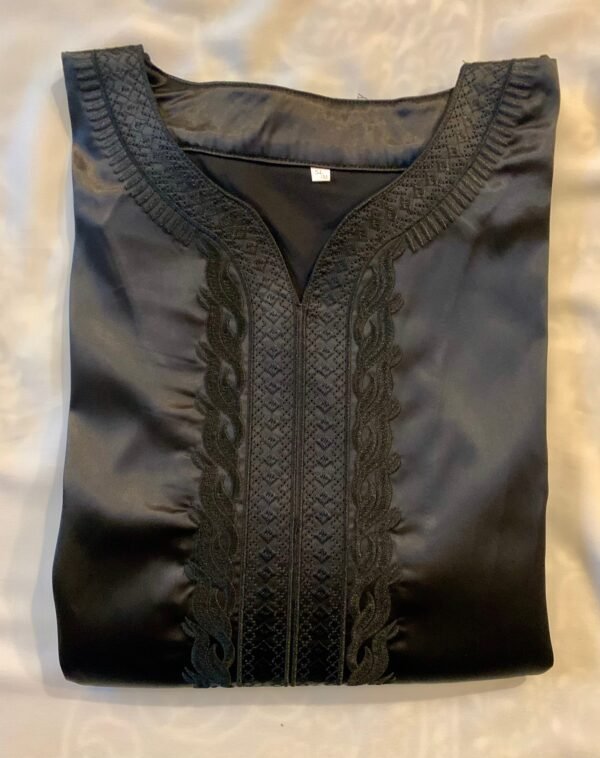Elite Half-Sleeve Djellaba Black Minimalistic Luxury | Elegant & Comfort - Image 6