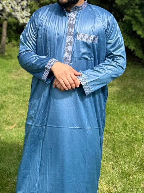 Thobe Al Jadeed Crescent Blue Al-Hilali | Modern Elegance - Image 7