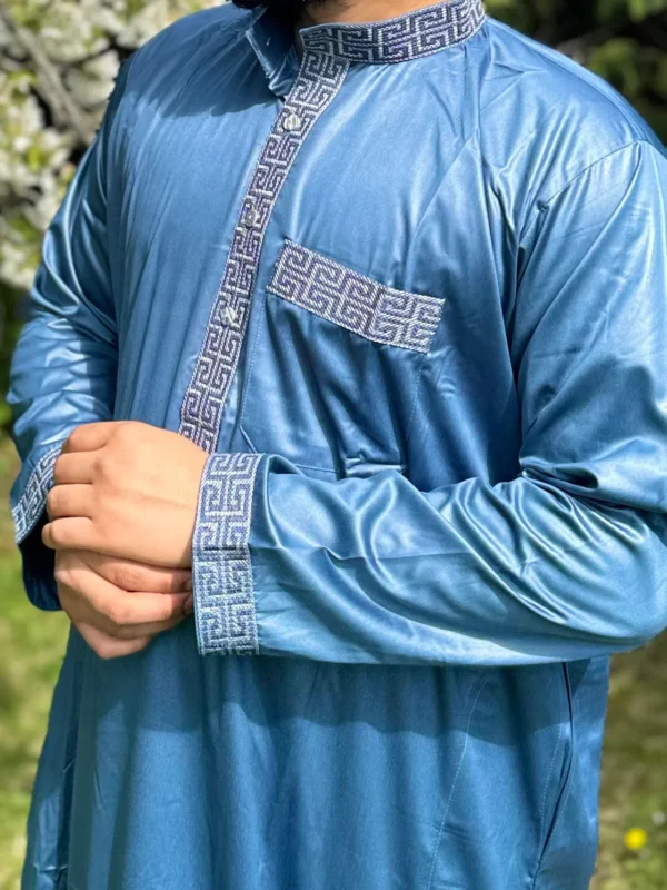Thobe Al Jadeed Crescent Blue Al-Hilali | Modern Elegance - Image 6