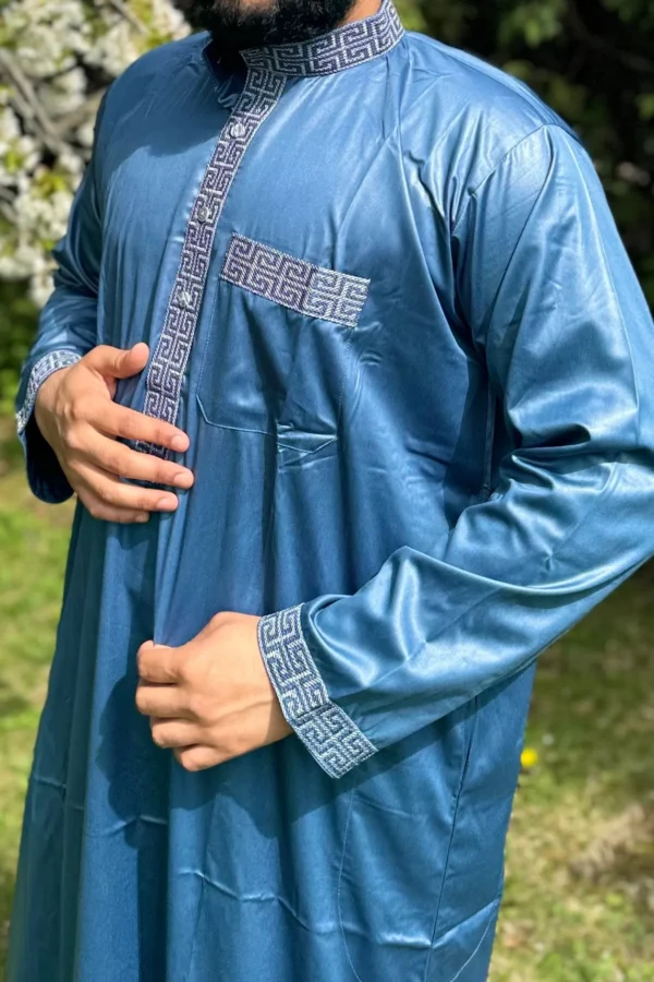 Thobe Al Jadeed Crescent Blue Al-Hilali | Modern Elegance