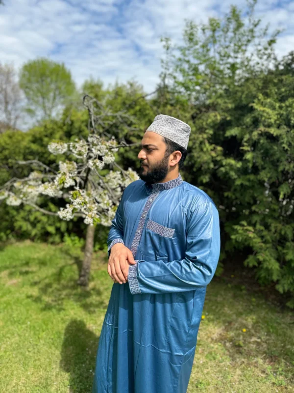 Thobe Al Jadeed Crescent Blue Al-Hilali | Modern Elegance - Image 8