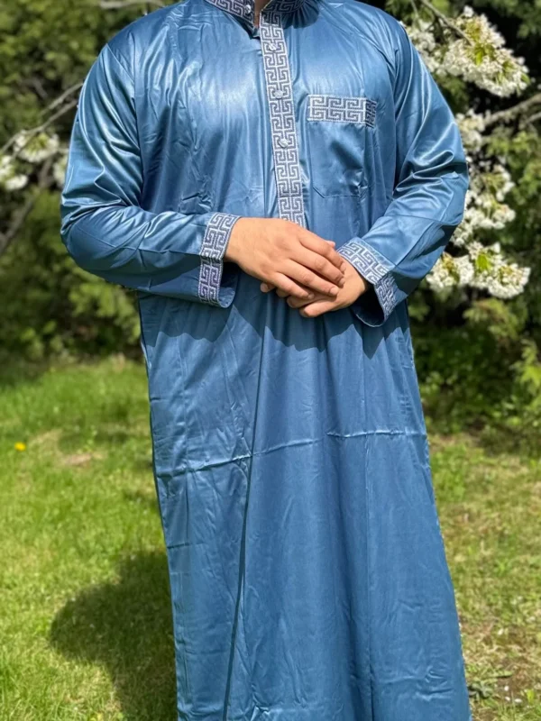 Thobe Al Jadeed Crescent Blue Al-Hilali | Modern Elegance - Image 9