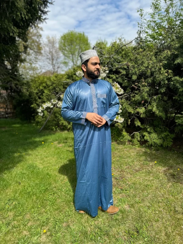Thobe Al Jadeed Crescent Blue Al-Hilali | Modern Elegance - Image 10