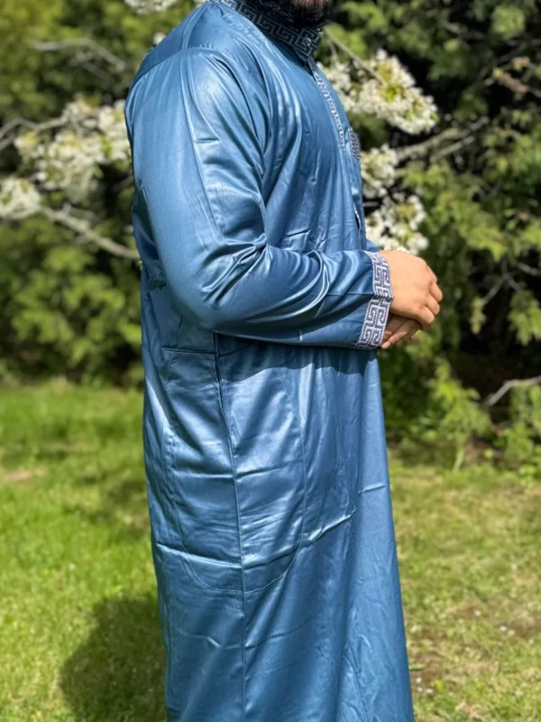 Thobe Al Jadeed Crescent Blue Al-Hilali | Modern Elegance - Image 11
