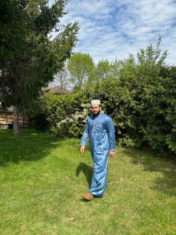 Thobe Al Jadeed Crescent Blue Al-Hilali | Modern Elegance - Image 3