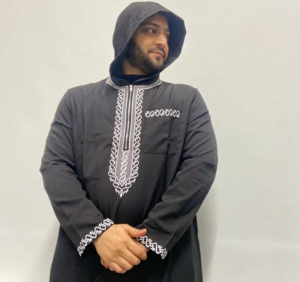 Formal Hooded Thobe Elite Black | Elegant, Comfortable & Luxurious - Image 10