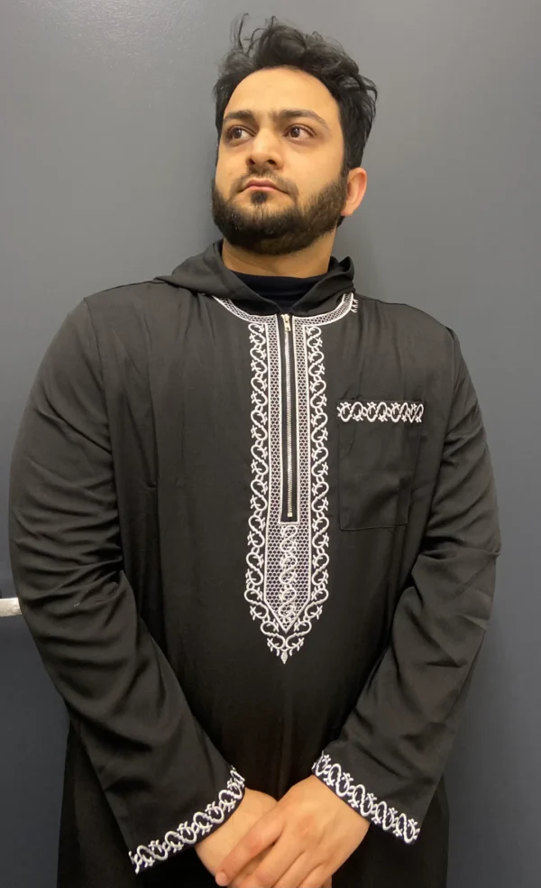 Formal Hooded Thobe Elite Black | Elegant, Comfortable & Luxurious - Image 11