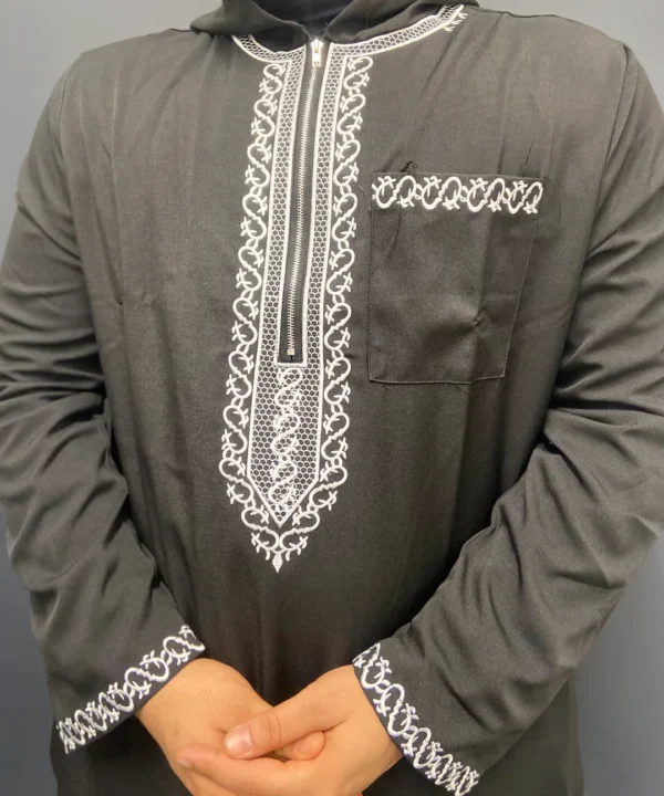 Formal Hooded Thobe Elite Black | Elegant, Comfortable & Luxurious - Image 12