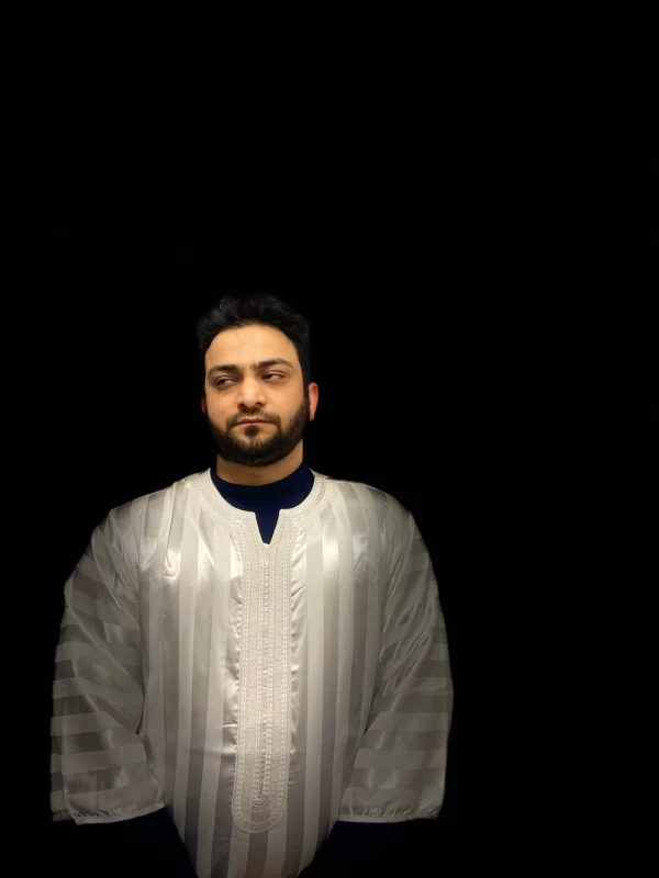 Moroccan Djellaba Thobe White Striped | Style & Comfort - Image 2