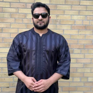 Moroccan Djellaba Black & Charcoal Grey | Sleek & Stylish