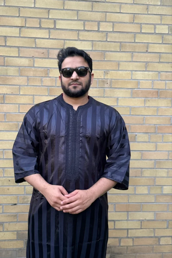 Moroccan Djellaba Black & Charcoal Grey | Sleek & Stylish