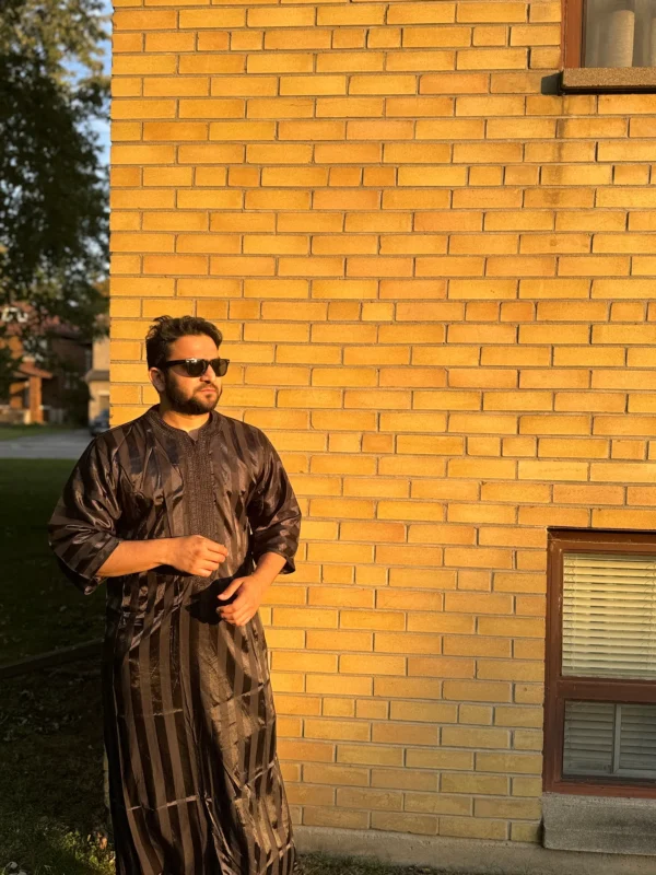 Moroccan Djellaba Black & Charcoal Grey | Sleek & Stylish - Image 7