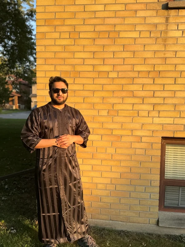 Moroccan Djellaba Black & Charcoal Grey | Sleek & Stylish - Image 2
