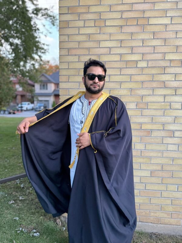 Bisht Boss | Embroidered Royal Black Thobe Overcoat - Image 4