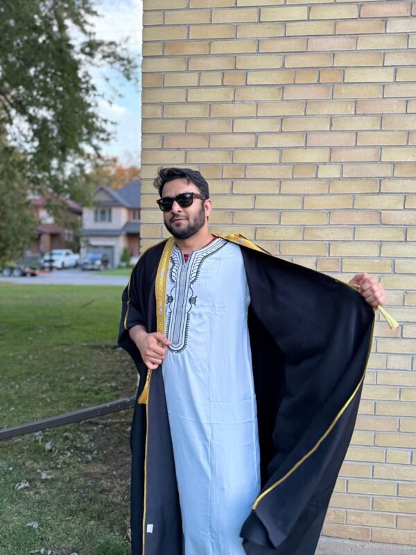 Bisht Boss | Embroidered Royal Black Thobe Overcoat - Image 5