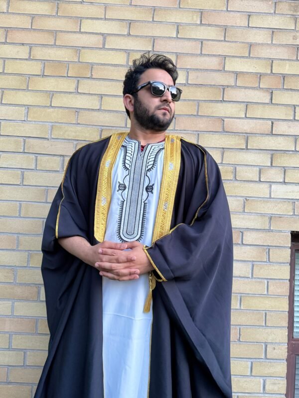 Bisht Boss | Embroidered Royal Black Thobe Overcoat - Image 7