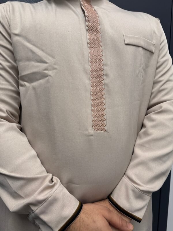 Formal Thobe Elite Beige | Elegant, Comfortable & Luxurious - Image 4