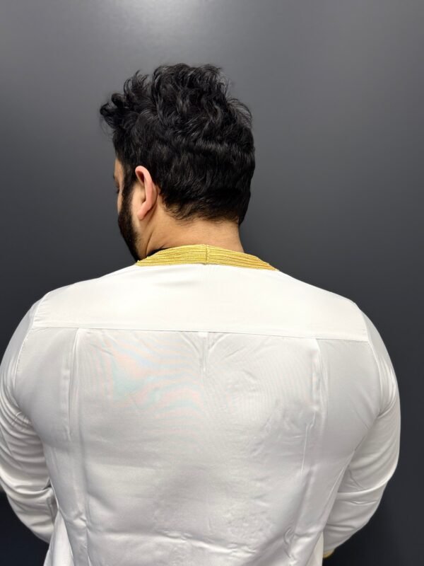 Elite Embroidered Half-Sleeve Djellaba White and Gold | Luxury & Comfort - Image 8