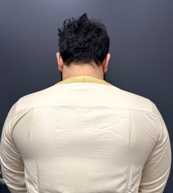 Elite Embroidered Half-Sleeve Djellaba Beige and Light Gold | Luxury & Comfort - Image 9