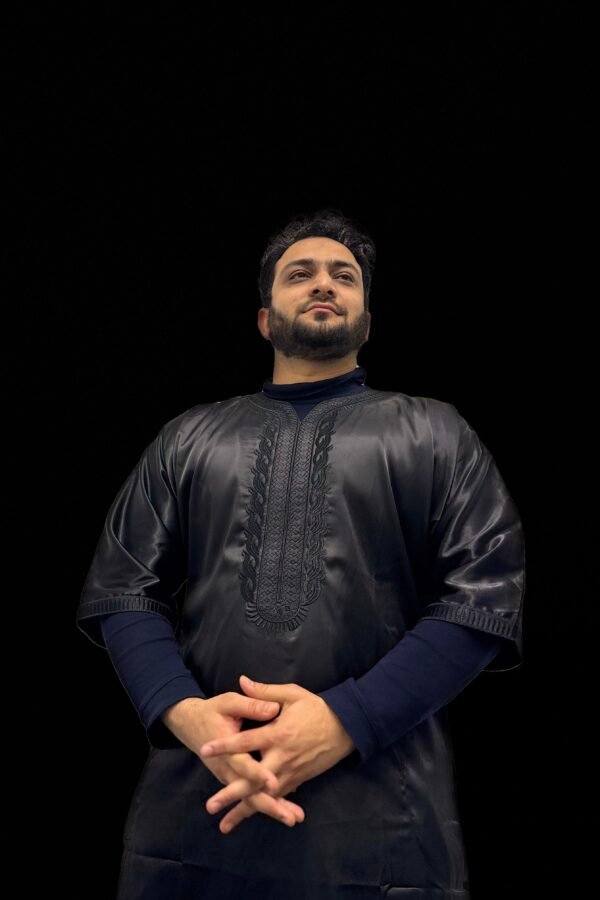 Elite Half-Sleeve Djellaba Black Minimalistic Luxury | Elegant & Comfort