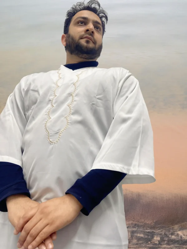Moroccan Djellaba Thobe Minimalist White | Style & Comfort - Image 4