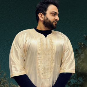 Elite Half-Sleeve Djellaba Golden Minimalistic Luxury | Elegant & Comfort