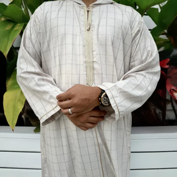 Mumais Djellaba Maghrebi Sahrawy Ivory | Premium Thobe - Image 2